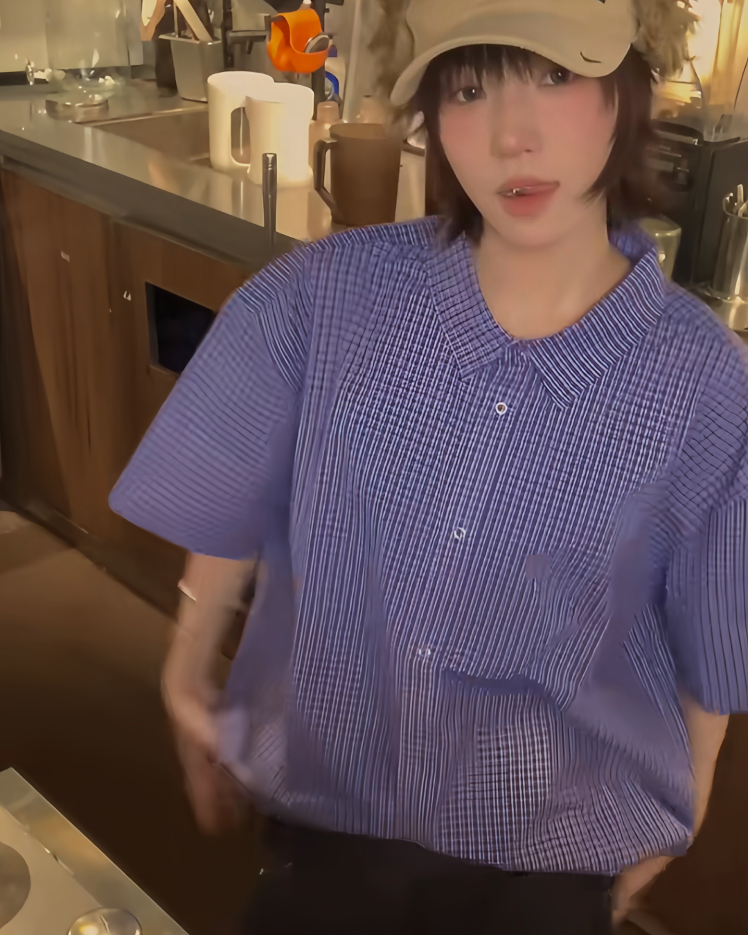ドローコードブルーチェックシャツ B0008