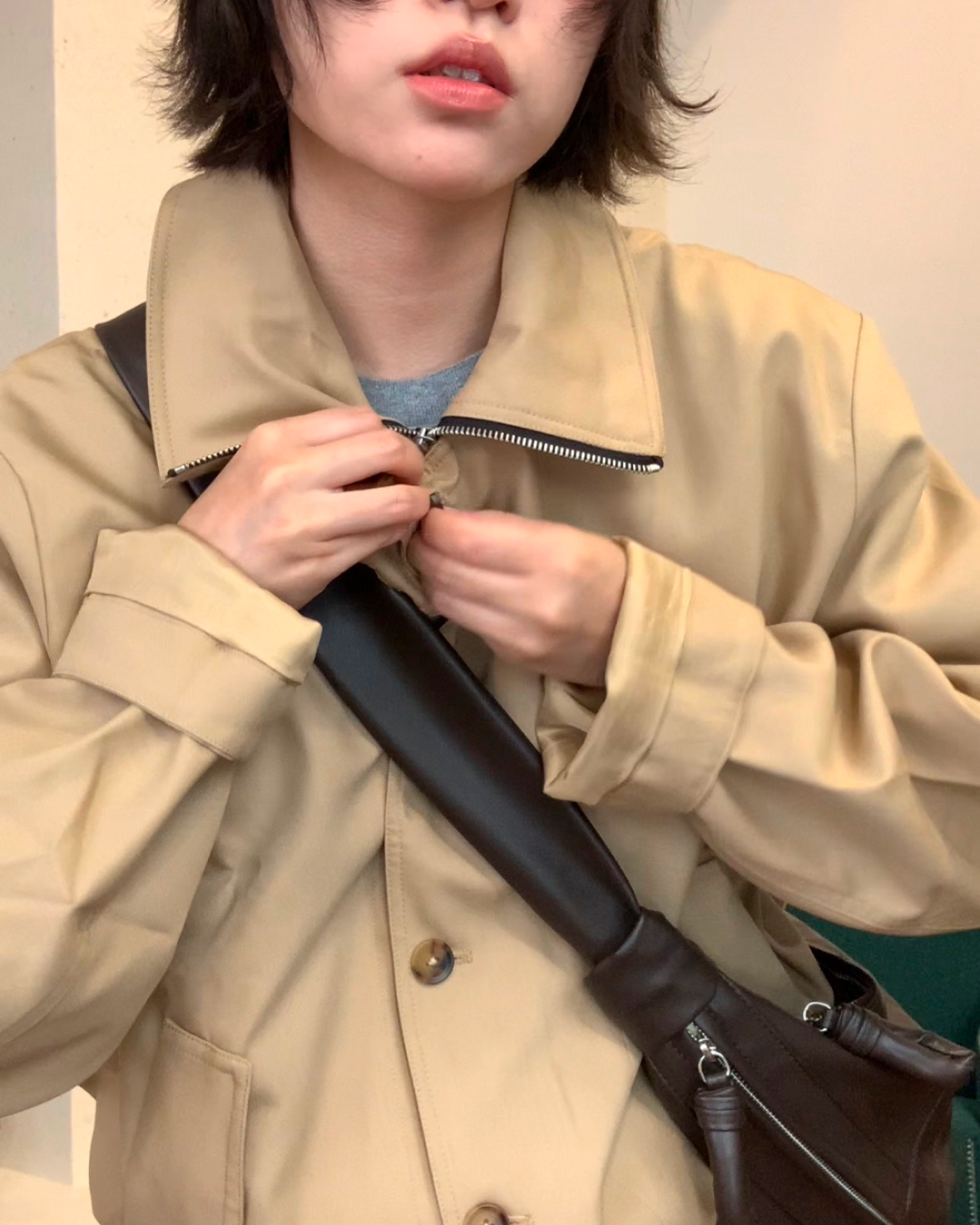 ハイネックボタンアウター B0035