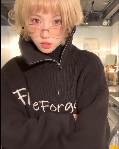短丈ハイネックジップニット B0076
