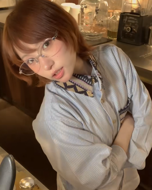 パターン切り替えストライプシャツ B0103