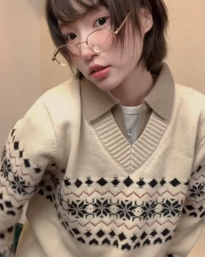パターンレイヤースキッパーポロニット　B0107