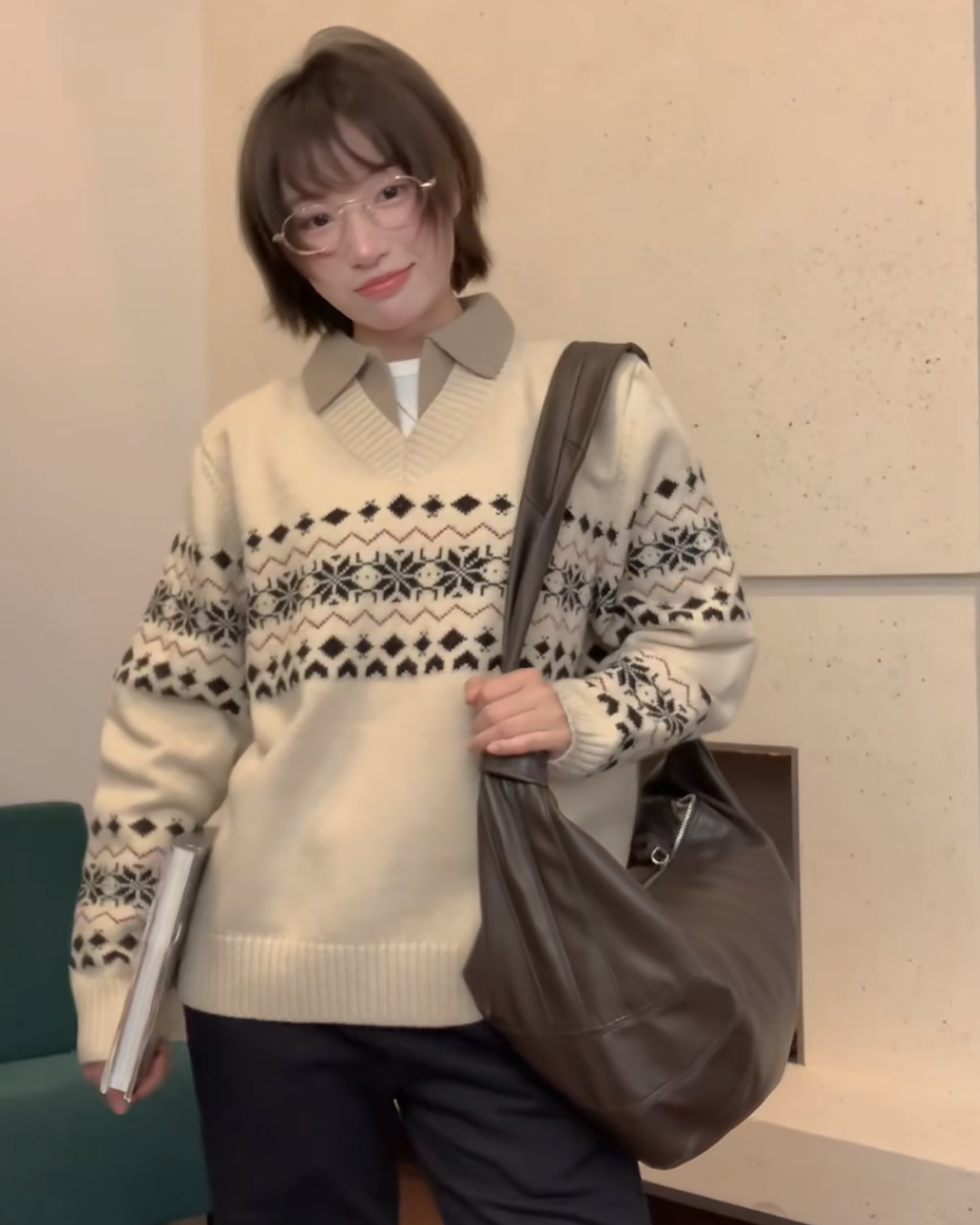 パターンレイヤースキッパーポロニット　B0107