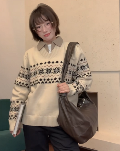 パターンレイヤースキッパーポロニット　B0107