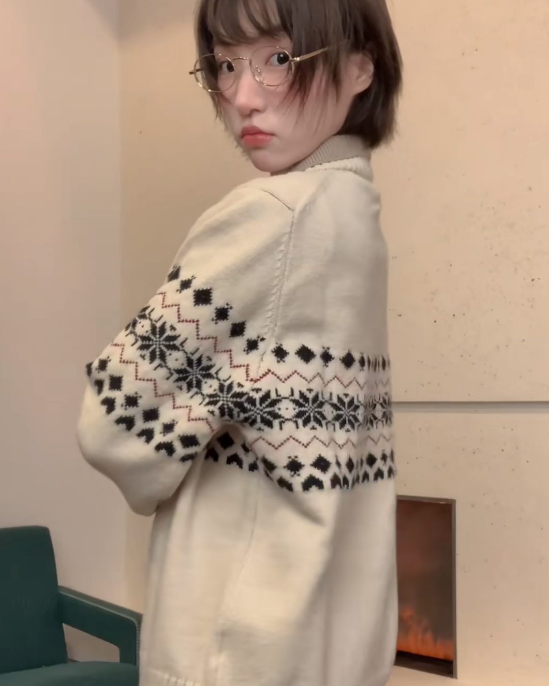 パターンレイヤースキッパーポロニット　B0107
