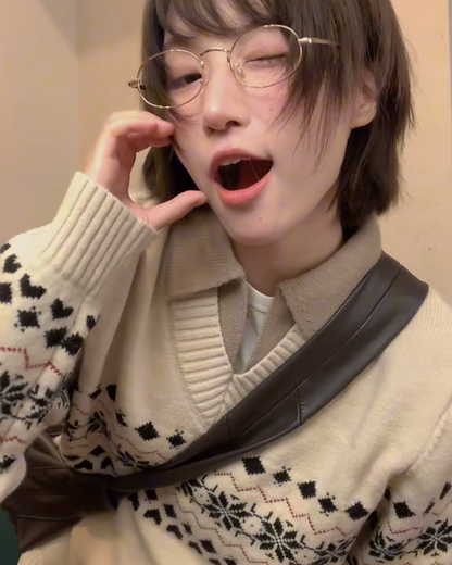 パターンレイヤースキッパーポロニット　B0107