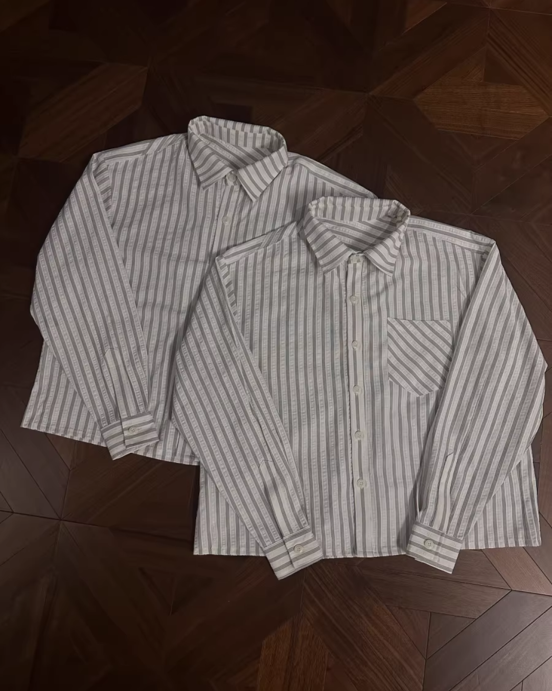 短丈ストライプシャツ　B0110