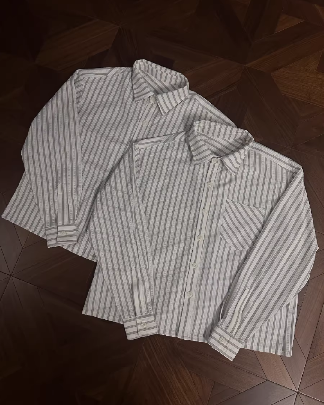 短丈ストライプシャツ　B0110