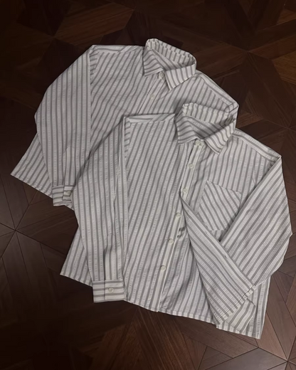 短丈ストライプシャツ　B0110