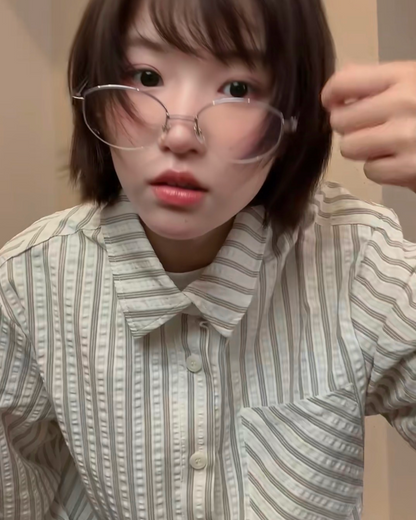 短丈ストライプシャツ　B0110