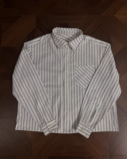 短丈ストライプシャツ　B0110